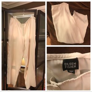 Eileen fisher 100% silk cream pantssize large